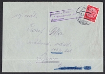 1938 (Oct 8) - Letter mailed to ASCH bound for BRNO. Postmark normal bilingual on German stamp. Military post of TRIDIRNA, Censorship. Occupation of Sudetenland, Germany