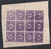 1912 1/2 Trangka Tibet China (Mi. 3ax, Compete Sheet of 12, CV $900+, MNH)