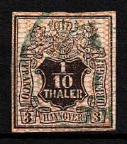 1855 1/10t Hannover, German States, Germany (Mi. 7 a, Sc. 14, Canceled, CV $260)
