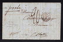 1850 Cover from St. Petersburg to Bordeaux France (Private Embossing Paper, Dobin 3.06 - R4)