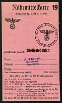 1941 Food Ration Card belonging to A.M. Grimm, Eurasburg, Oberbayern