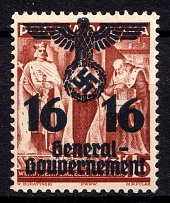 1940 16gr on 15gr General Government, Germany (Mi. 34 b, Dull Black Overprint, CV $780, MNH)