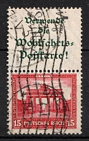 1930 15pf Weimar Republic, Germany, Se-tenant, Zusammendrucke (Mi. S 84, Canceled, CV $200)