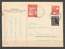 1948 Regensburg Displaced Persons Camp Postcard (DP Stamp and Germany Stamps)