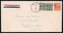 1946 USA, U.S Navy Fleet Post Office, Atomic Bomb Test on Bikini Atoll, Airmail cover, franked by Mi. 422, 2x 427