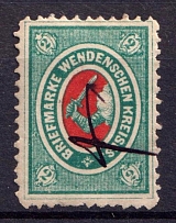 1875 2k Wenden, Livonia, Russian Empire, Russia (Kr. 10a, Sc. L8, Blue Green, Signed, Canceled, CV $30)