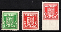 1941-43 Guernsey, German Occupation, Germany (Mi. 1g, 2au, 2av, CV $60)