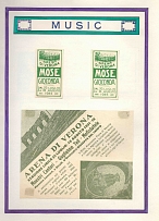 1925 Music, Italy, Stock of Cinderellas, Non-Postal Stamps, Labels, Advertising, Charity, Propaganda, Souvenir Sheet (#704)