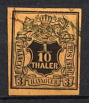 1851-55 1/10th Hannover, German States, Germany (Mi. 5, Used, CV $100)