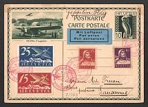 1930 (12 Oct) Switzerland, Graf Zeppelin airship airmail postcard from Bern to Basel, Flight to Switzerland 'Bern - Basel' (Sieger 94)