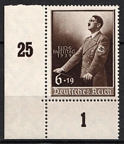 1939 Third Reich, Germany (Mi. 701, Plate Number, Corner Margin, Full Set, MNH)
