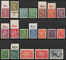 1921 Weimar Republic, Germany (Mi. 158 - 175, 176 b, Full Set, Margins, Plate Numbers, Signed, CV $50)