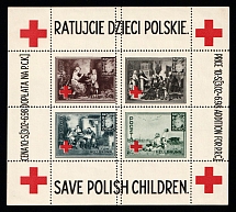 1946 Hellbrunn (Salzburg), Poland, DP Camp, Displaced Persons Camp, Souvenir Sheet (Wilhelm Bl. 1 A, Double Vertical Center Perforation, MNH)