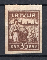 1919 Latvia 35 K ((Mi. 11 Y, Tobacco Paper, CV $30)