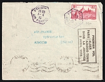 1935 France, First Flight, Airmail cover, Paris - Ajaccio, franked by Mi. 286