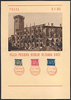 1945 (16 May) Czechoslovakia, 'The arrival of the president of the republic Dr. Edvard Benes', Souvenir Sheet (Cancellations)
