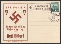 1938 (1 Oct) 'Sudeten German Liberation Day', Sudetenland, Germany, Postcard franked with 50 h
