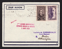 1939 (1 Jun) Lebanon, Airmail Registered cover from Beirut to Berlin (Germany), 1st flight Beirut - Berlin