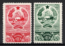 1941 First Anniversary of the Karelian-Finnish SSR, Soviet Union, USSR, Russia (Full Set, MNH)