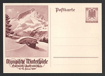 1936 'Winter Olympics Garmisch-Partenkirchen 1936', Propaganda Postal stationery, Third Reich Nazi Germany