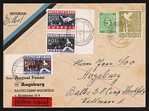 1948 Augsburg - Hochfeld, Estonia, Lithuania, Baltic DP Camp, Displaced Persons Camp, Eilboten Express Mail Cover franked with Wilhelm 4 - 6, Mi. 915 b, 959 a  (Germany) (CV $290)