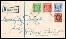 1944 (23 Sep) Guernsey, German Occupation, Germany, Registered Cover (Mi. 1 f, 2 a, 3 a, CV $160)