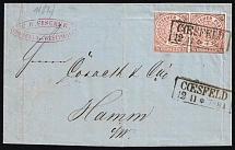 1868 (12 Nov) 1/2gr North Germany, German States, Germany, Cover from Coesfeld to Hamm franked with Pair Mi. 3