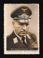 'Reich Minister Dr. Todt', Collection Stamps, Third Reich WWII Military Propaganda, Germany