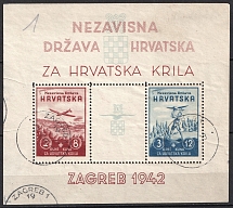 1942 Croatia, NDH, Souvenir Sheet (Mi. Bl. 2, CV $80, Canceled)