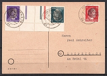 1945 Lobau, Local Post, Germany, Postcard, Dresden - Leipzig (Mi. 10, Tete-beche KZ 39, CV $200+)