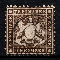 1863 9k Wurttemberg, German States, Germany (Mi. 28 d, Sc. 39, Canceled, CV $290)