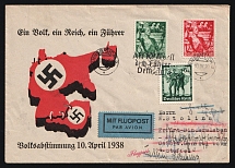 1938 (10 Apr) 'Referendum', Third Reich Propaganda, Nazi Germany, Commemorative Postmark, Cover from Innsbruck (Austria) to Humburg, Airmail