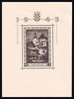 1943 Croatia NDH Philatelic Exhibition Zagreb, Souvenir Sheet (Mi. Bl. 6, MNH)