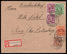 1946 (16Apr) British and American Zones of Occupation, Germany, Registered Cover from Cologne to Dillenburg franked with 8pf, 10pf, 42pf and pair of 12pf
