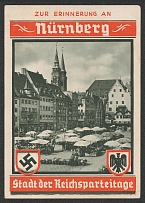 1936 Reich party rally of the NSDAP in Nuremberg, Adolf Hitler Square with the Beautiful Fountain, Handel’s Chamber and St. Sebaldus Church