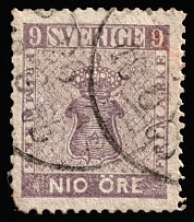 1863 9o Sweden (Mi 8b, Canceled, CV $300)