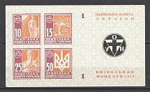 1953  `1` Ukraine in the Fight Ukraine Underground Post (Souvenir Sheet, MNH)