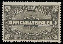 Canada - Post Office Seals - 1913, Officially Sealed, no value indicated in black brown, full OG, NH, VF, C.v. $350, Unitrade C.v. CAD$600, Scott #OX4…