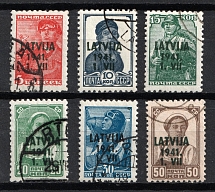 1941 Latvia, German Occupation, Germany (Mi. 1 - 6, Full Set, Signed, Canceled, CV $160)