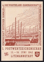 1942 (13-16 Jun) 'Postage Stamp Show', Litzmannstadt (Lodz, Poland), Third Reich, Germany, Postcard (Commemorative Cancellations)