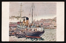 1917-1920 'Vladivostok - At the harbour', Czechoslovak Legion Corps in WWI, Russian Civil War, Postcard