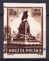 1945 50gr Poland (Mi. 393 U, DOUBLE Print, Print Error, Imperforated, MNH)