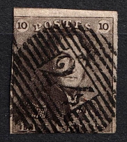 1849 10c Belgium (Sc. 1,  Canceled, CV $100)