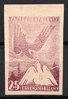 1943 25gr Poland, Secret Underground Post (Lila, Imperforate, Margin)