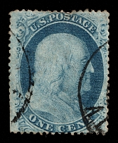 1857-61 1c United States (Sc 24, Canceled, CV $40)