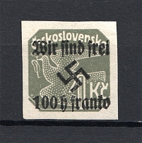 1938 Germany Occupation of Rumburg Sudetenland 1 Kc (CV $85, Signed, MNH)
