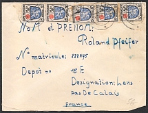 1946 (15 Nov) French Zone of Occupation, Germany, Cover from Adenau to Lens, Pas-de-Calais multiple franked with 15f