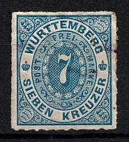 1869 7k Wurttemberg, German States, Germany (Mi. 39 a, Sc. 50, CV $110)