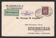1924 (9 Sep) Germany, Los Angeles airship airmail cover from Friedrichshafen to Springfield (United States), Flight to North America (Sieger 20 a, CV $70)