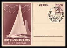 1936 'Olympic sailing competitions. Kiel 1936', Propaganda Postal stationery, Third Reich Nazi Germany